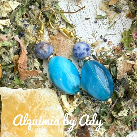 Alquimia Blue and Gold Earrings - Picture 1 of 1